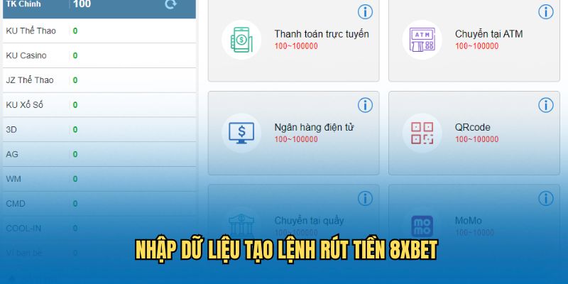 Người chơi cần nhập dữ liệu tạo lệnh rút tiền tại nhà cái